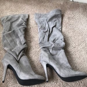 Gray High Heeled Boots